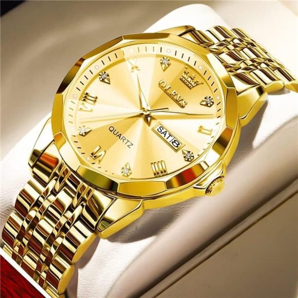 Watch for Men Diamond Business Dress Analog Quartz Stainless Steel Waterproof - Picture 6 of 7